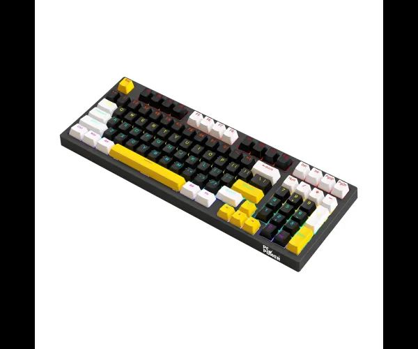 PC POWER K98 Gaming RGB Mechanical Keyboard (Keycap Black & White + Yellow)