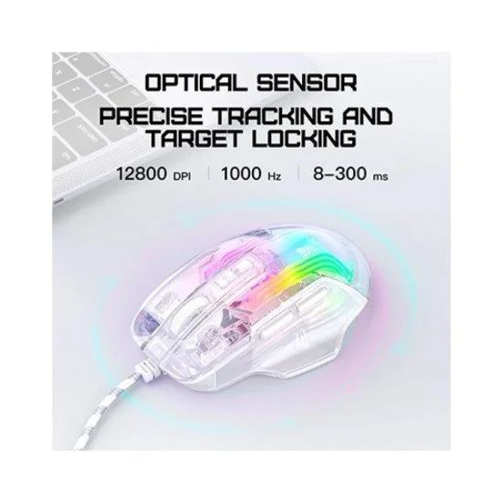 ONIKUMA CW923 12800 DPI Wired RGB Transparent Gaming Mouse