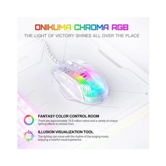 ONIKUMA CW923 12800 DPI Wired RGB Transparent Gaming Mouse