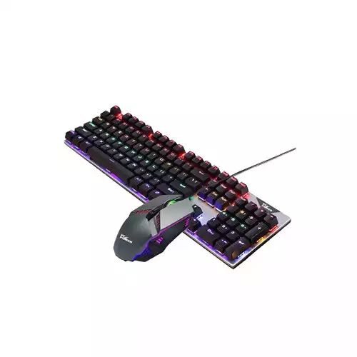 Pc Power FLARE Combo RGB RED Switch Mechanical Keyboard And Mouse Combo (Black & Silver