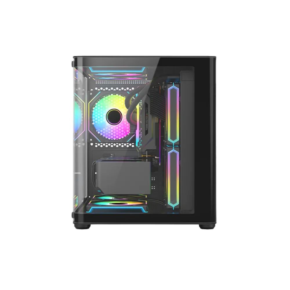 PC Power Icecube Edge 5 ARGB Infinity Fans Gaming Case Black