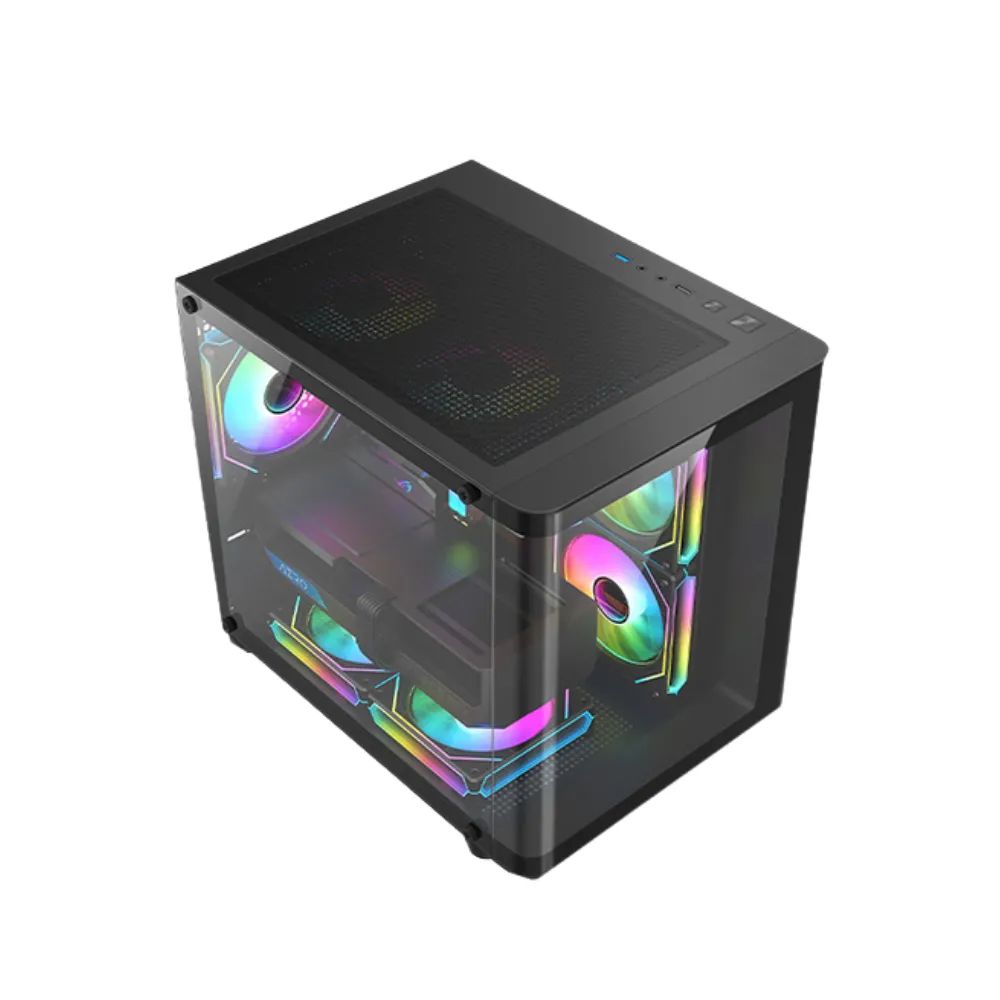 PC Power Icecube Edge 5 ARGB Infinity Fans Gaming Case Black