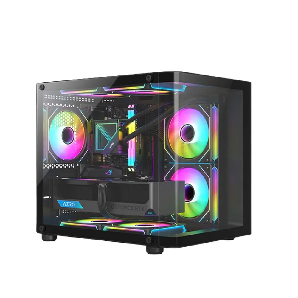 PC Power Icecube Edge 5 ARGB Infinity Fans Gaming Case Black