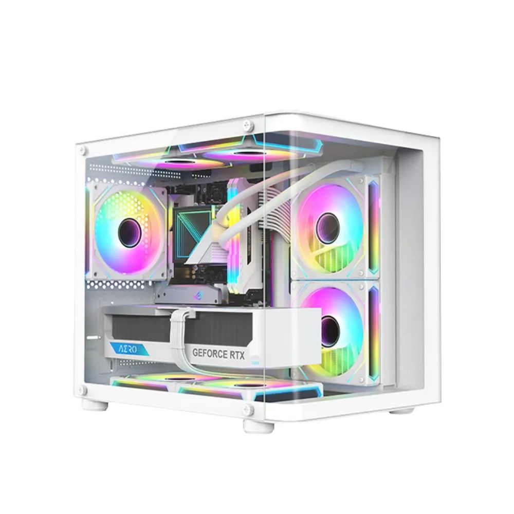PC Power Icecube Edge 5 ARGB Infinity Fans Gaming Case White