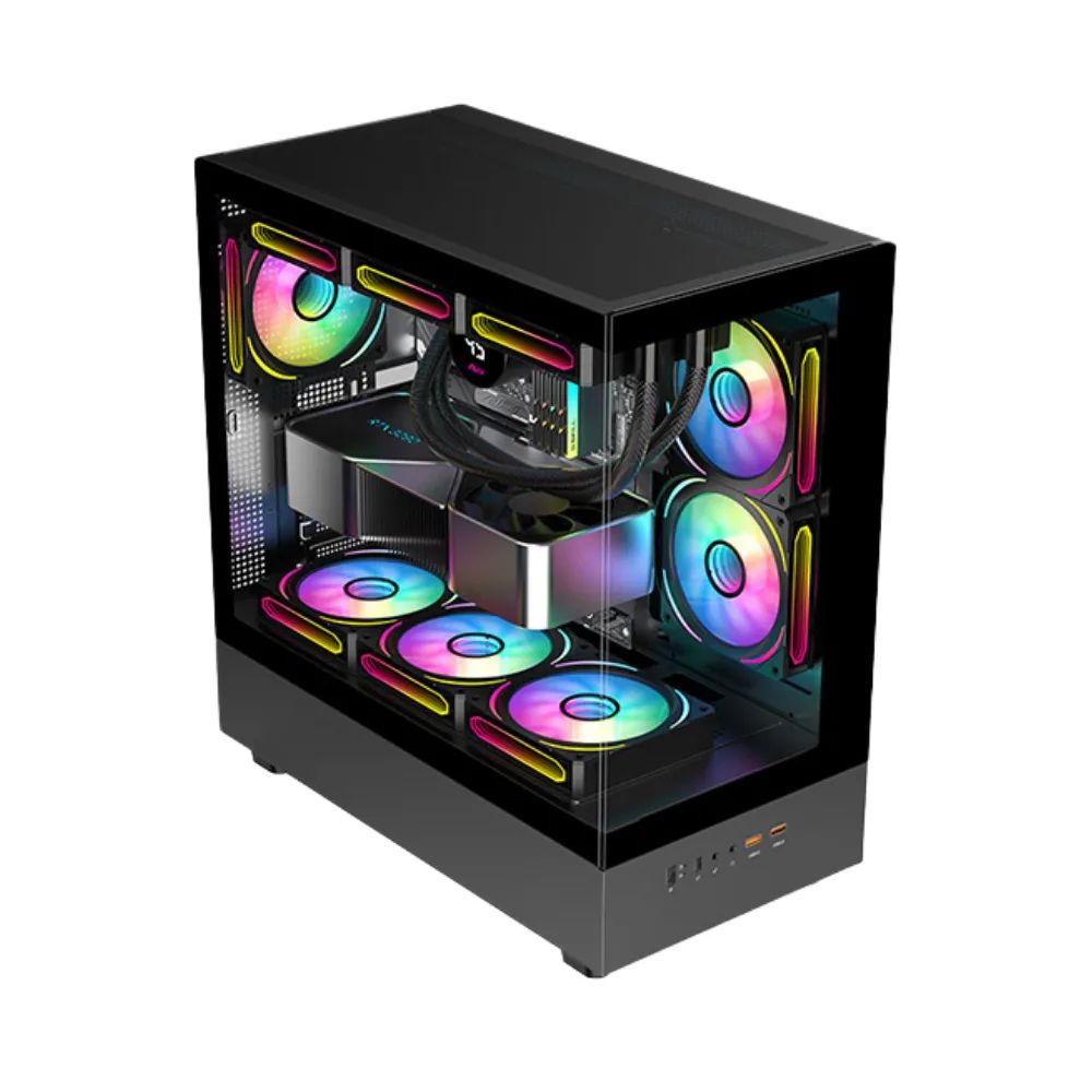 PC Power Horizon X2 6 ARGB Infinity Fans Gaming Case Black