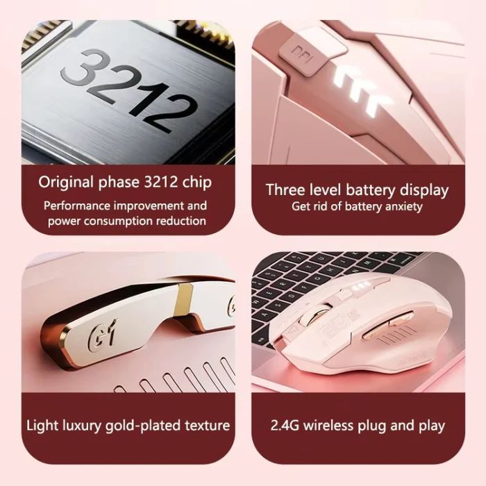 Inphic F8 2.4G Wireless Mute Charging Computer Gaming Mouse(Milk Tea Color)