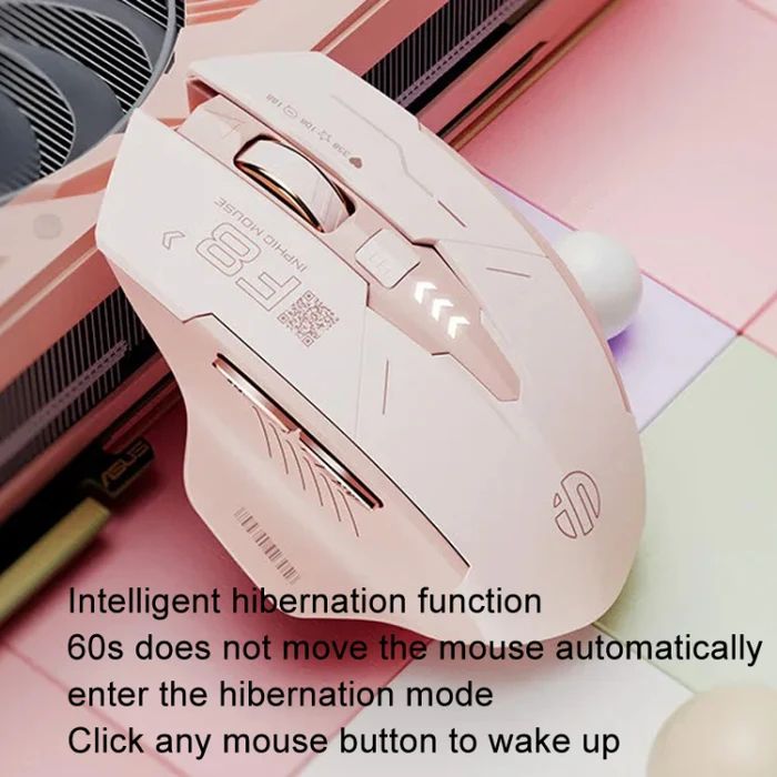 Inphic F8 2.4G Wireless Mute Charging Computer Gaming Mouse(Milk Tea Color)