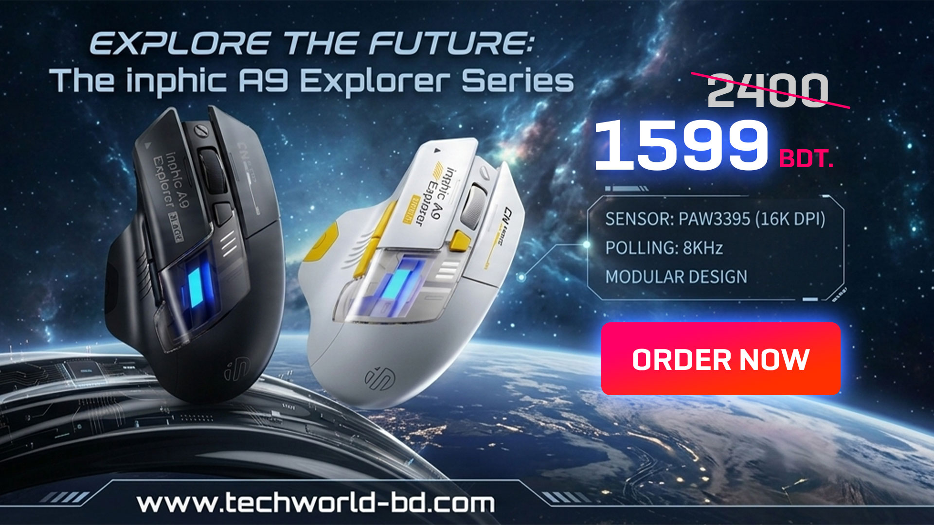 Inphic A9 Explore Wireless And Bluetooth Gaming Mouse
