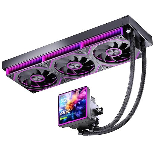 ProFlow SE 360mm ARGB Black AIO CPU Cooler-Water Liquid Cooling System|4-Inch LCD Screen|320W TDP|ARGB 1850RPM PWM Cooler Fans|for Intel LGA1851/1700/1200/115X AMD AM4/AM5（Black）