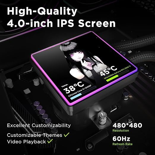 ProFlow SE 360mm ARGB Black AIO CPU Cooler-Water Liquid Cooling System|4-Inch LCD Screen|320W TDP|ARGB 1850RPM PWM Cooler Fans|for Intel LGA1851/1700/1200/115X AMD AM4/AM5（Black）