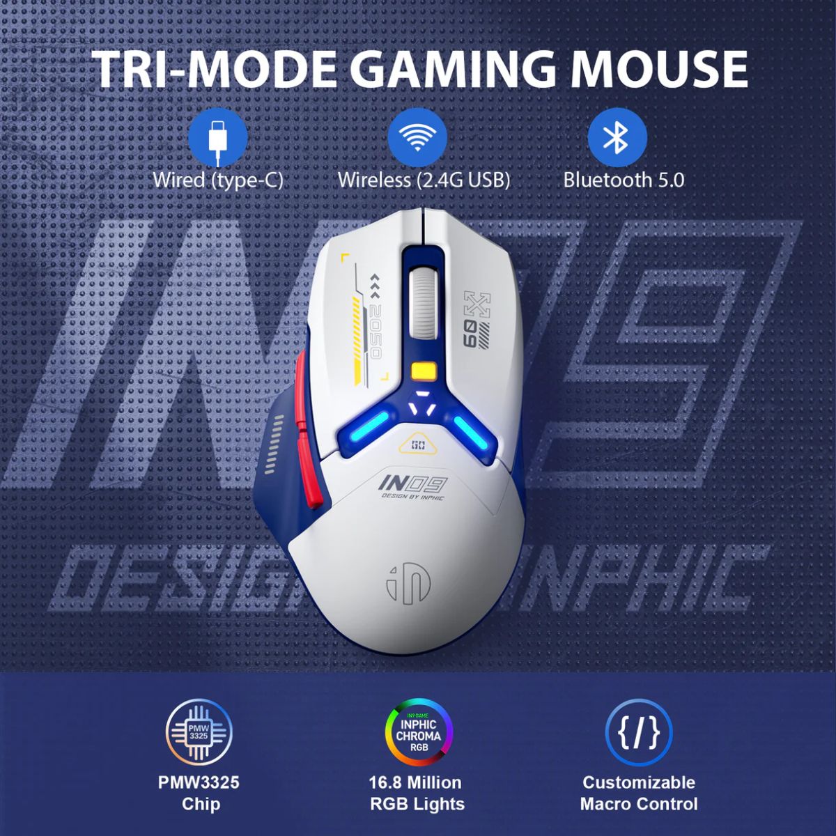 Inphic IN9 Tri-Mode Wireless Gaming Mouse