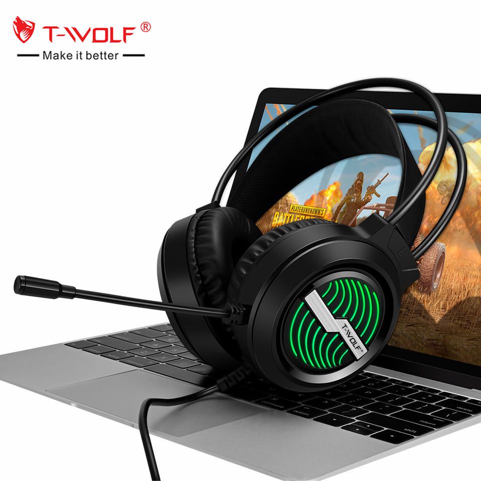 T-WOLF H130 Gaming Headset Headphones 3D Surround Sound Usb Wired Noise Cancelling Auriculares Gamer Gaming Headset