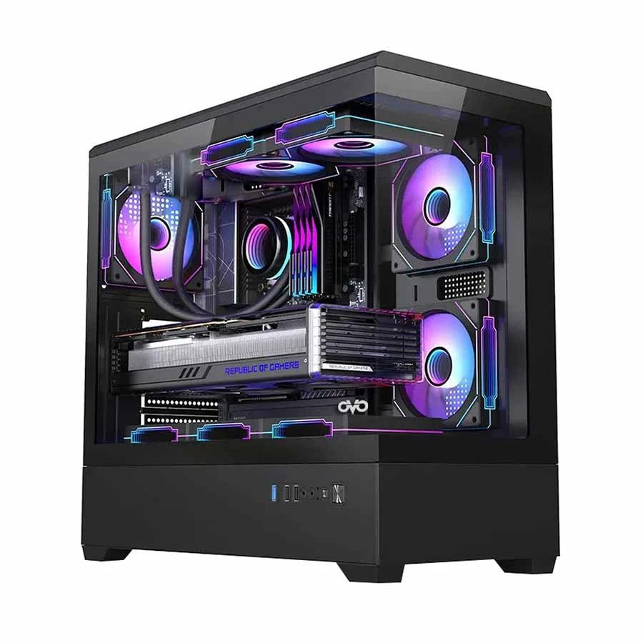 OVO CC2-D01 5X-ARGB INFINITY Fan ICE Cool Button Control Gaming Case