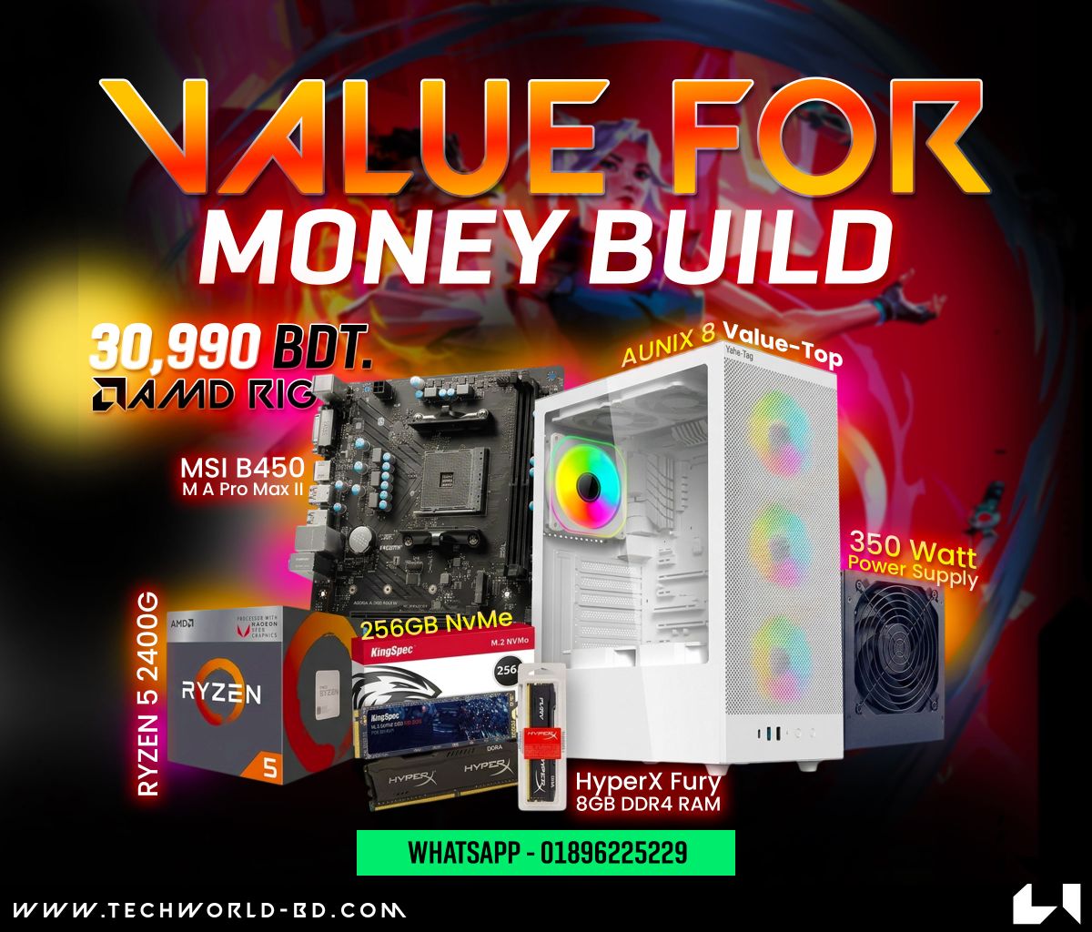Ryzen 5 2400G Desktop PC Build Package - Tech World BD